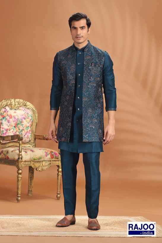 PERSIAN BLUE LONG JACKET SET 